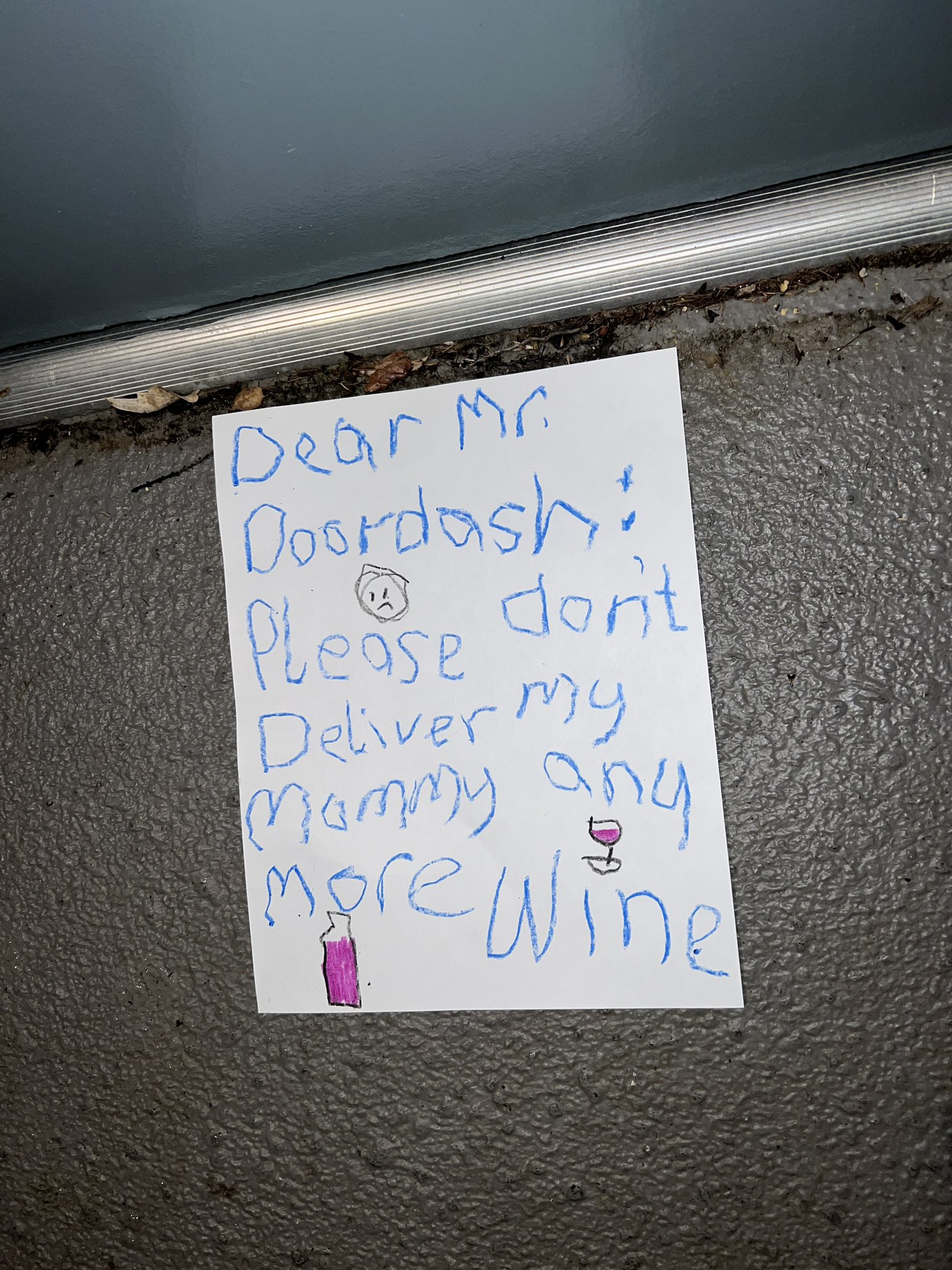 a note from the delivery guy